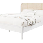 Siena Ash Wood And Natural Cane Queen Bed (3 Boxes) in White