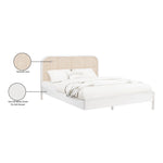 Siena Ash Wood And Natural Cane Queen Bed (3 Boxes) in White