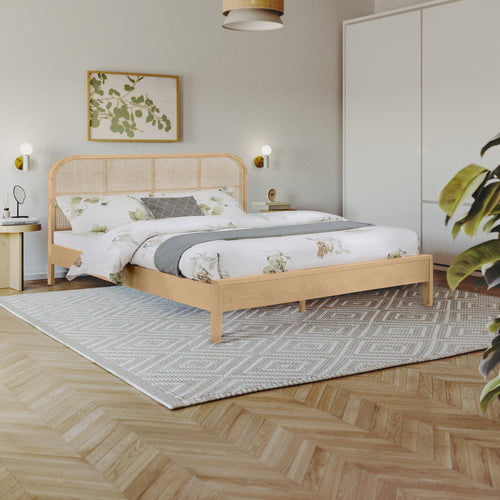 Siena Ash Wood And Cane King Bed (3 Boxes) in Natural