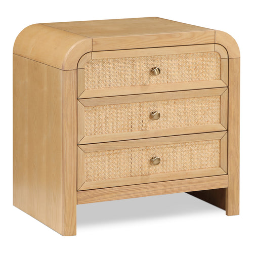 Siena Ash Wood And Cane Nightstand in Natural