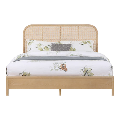 Siena Ash Wood And Cane Queen Bed (3 Boxes) in Natural