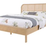 Siena Ash Wood And Cane Queen Bed (3 Boxes) in Natural