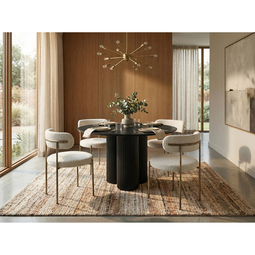 Simba 48" Ash Wood And Oak Veneer Dining Table in Black