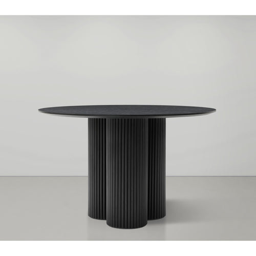 Simba 48" Ash Wood And Oak Veneer Dining Table in Black