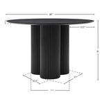 Simba 48" Ash Wood And Oak Veneer Dining Table in Black