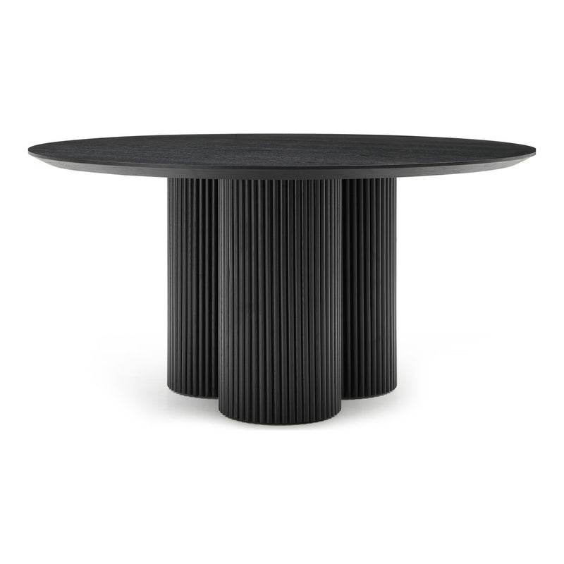 Simba 60" Ash Wood And Oak Veneer Dining Table in Black
