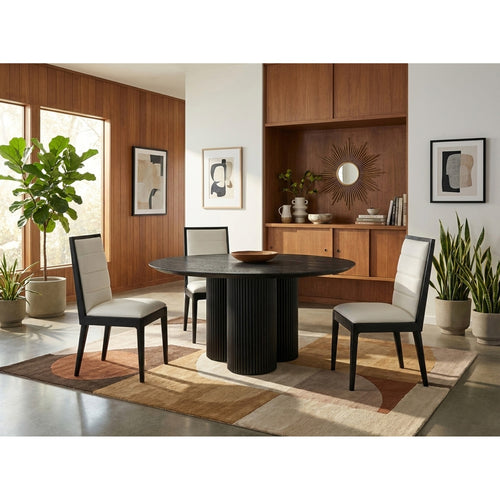 Simba 60" Ash Wood And Oak Veneer Dining Table in Black