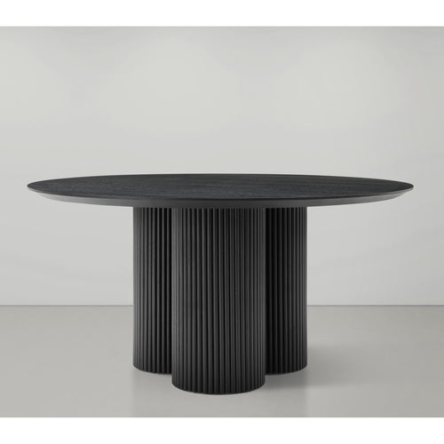 Simba 60" Ash Wood And Oak Veneer Dining Table in Black