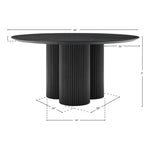Simba 60" Ash Wood And Oak Veneer Dining Table in Black