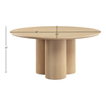 Simba 60" Ash Wood And Oak Veneer Dining Table in Natural