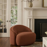 Caspian Chenille Fabric Upholstered Chair in Cognac