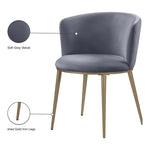 Skylar Velvet Upholstered Dining Chair in Grey