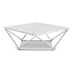 Skyler Marble Top And Steel Base Coffee Table in Chrome