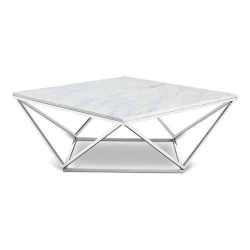 Skyler Marble Top And Steel Base Coffee Table in Chrome