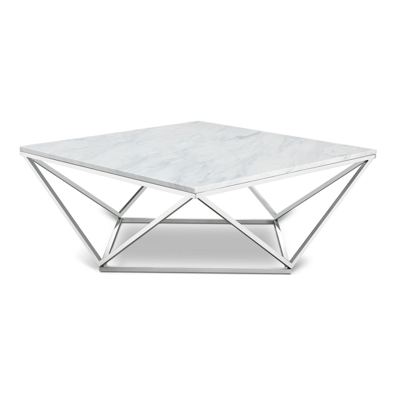 Skyler Marble Top And Steel Base Coffee Table in Chrome