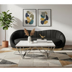 Skyler Marble Top And Steel Base Coffee Table in Chrome