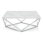 Skyler Marble Top And Steel Base Coffee Table in Chrome