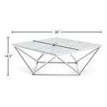 Skyler Marble Top And Steel Base Coffee Table in Chrome