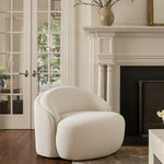 Caspian Chenille Fabric Upholstered Chair in Cream