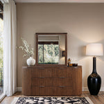 Astrid Solid Wood And Oak Veneer Mirror in Brown