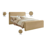 Sloan Velvet Upholstered Queen Bed (3 Boxes) in Camel
