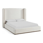 Solange Linen Textured Fabric Upholstered King Bed in Cream