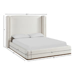 Solange Linen Textured Fabric Upholstered King Bed in Cream