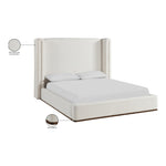 Solange Linen Textured Fabric Upholstered King Bed in Cream