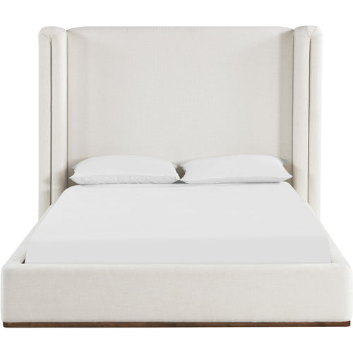 Solange Linen Textured Fabric Upholstered Queen Bed in Cream