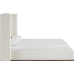 Solange Linen Textured Fabric Upholstered Queen Bed in Cream