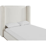Solange Linen Textured Fabric Upholstered Queen Bed in Cream