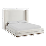 Solange Linen Textured Fabric Upholstered Queen Bed in Cream
