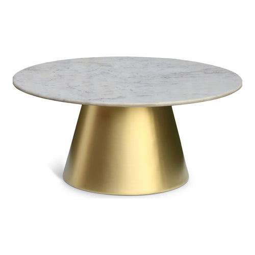 Sorrento Marble Top And Metal Base Coffee Table in Gold