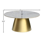 Sorrento Marble Top And Metal Base Coffee Table in Gold