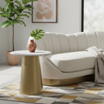 Sorrento Marble Top And Metal Base End / Side Table in Gold