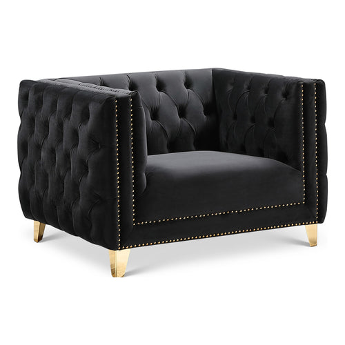 Michelle Velvet Upholstered Chair in Black