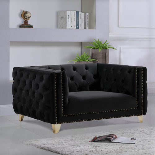 Michelle Velvet Upholstered Chair in Black