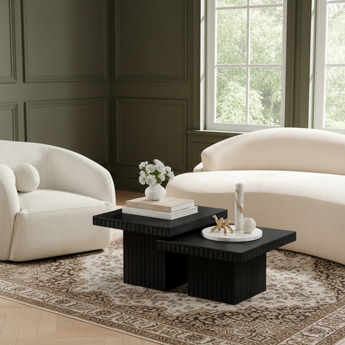 Spencer Solid Wood And Oak Veneer 2pc. Coffee Table in Black