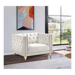 Michelle Velvet Upholstered Chair in Cream