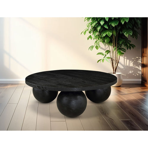Spherical Acacia Wood Coffee Table in Black