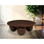 Spherical Acacia Wood Coffee Table in Brown