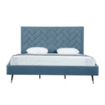 Crosby Velvet Upholstered King Bed in Blue