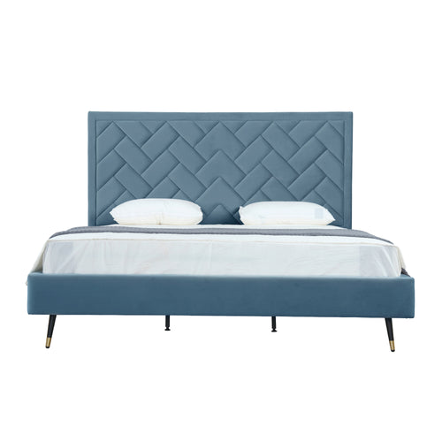 Crosby Velvet Upholstered King Bed in Blue