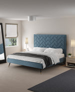 Crosby Velvet Upholstered King Bed in Blue
