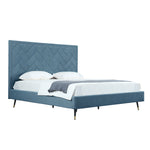 Crosby Velvet Upholstered King Bed in Blue