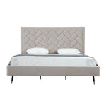 Crosby Velvet Upholstered King Bed in Greige