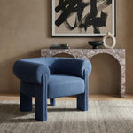 Stefano Fabric Upholstered Accent Chair in Navy