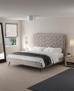 Crosby Velvet Upholstered King Bed in Greige