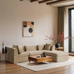 Stellar 114" Chenille Fabric Upholstered 4Pc. Modular Sectional in Beige