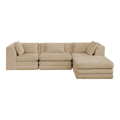 Stellar 114" Chenille Fabric Upholstered 4Pc. Modular Sectional in Beige